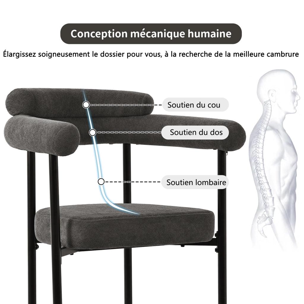 Set 4 Sedie da Pranzo in Velluto Grigio Scuro ¨C Xylo ¨C Seduta Imbottita, Stile Moderno