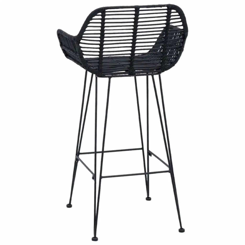 Sedia da Bar 2 pcs Nero 55 x 52 x 92 cm Rattan e Ferro