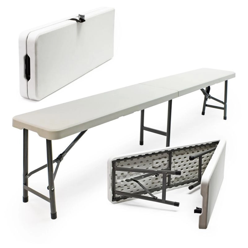 Panca catering pieghevole bianca 180x25x43