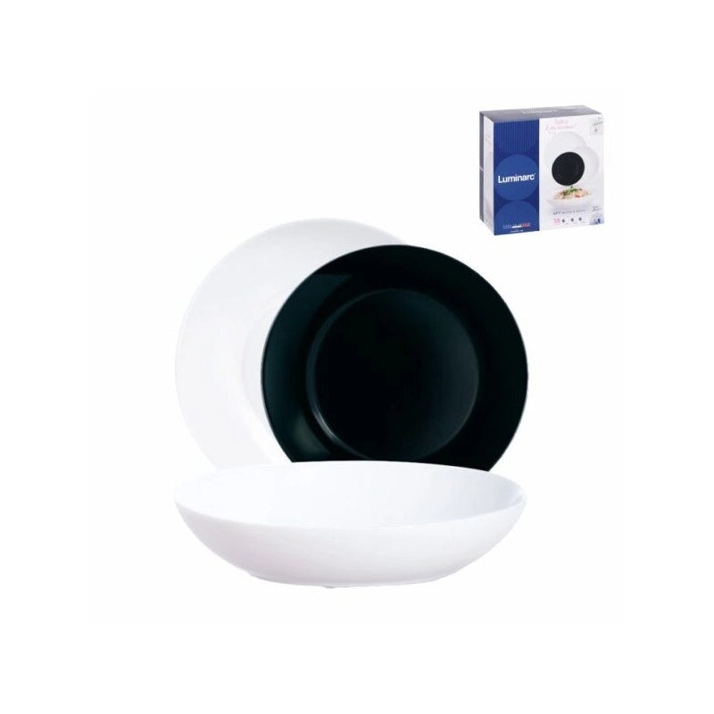 Servizio piatti Luminarc Apy 18 Pezzi bianco e nero in vetro temperato