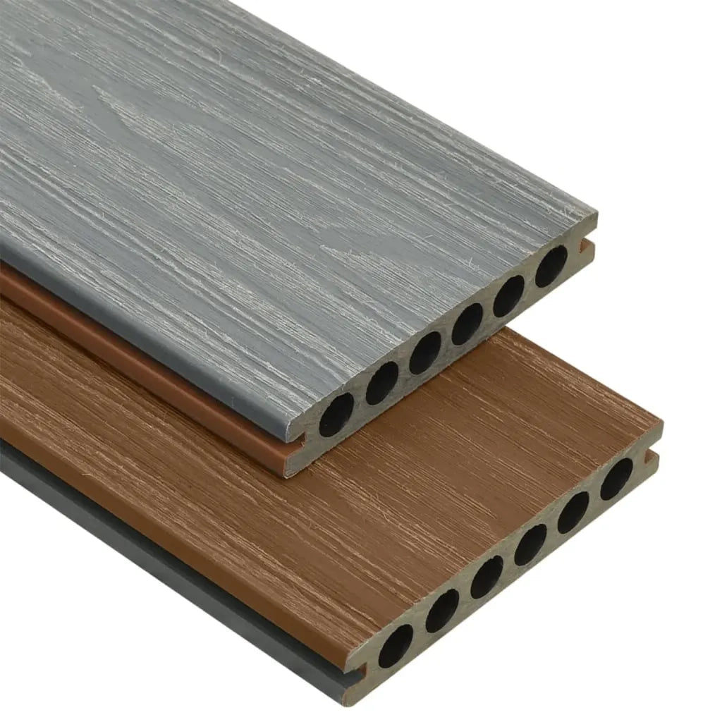 Listoni Decking WPC con Accessori Marroni e Grigi 10 m² 2,2 m 3070463