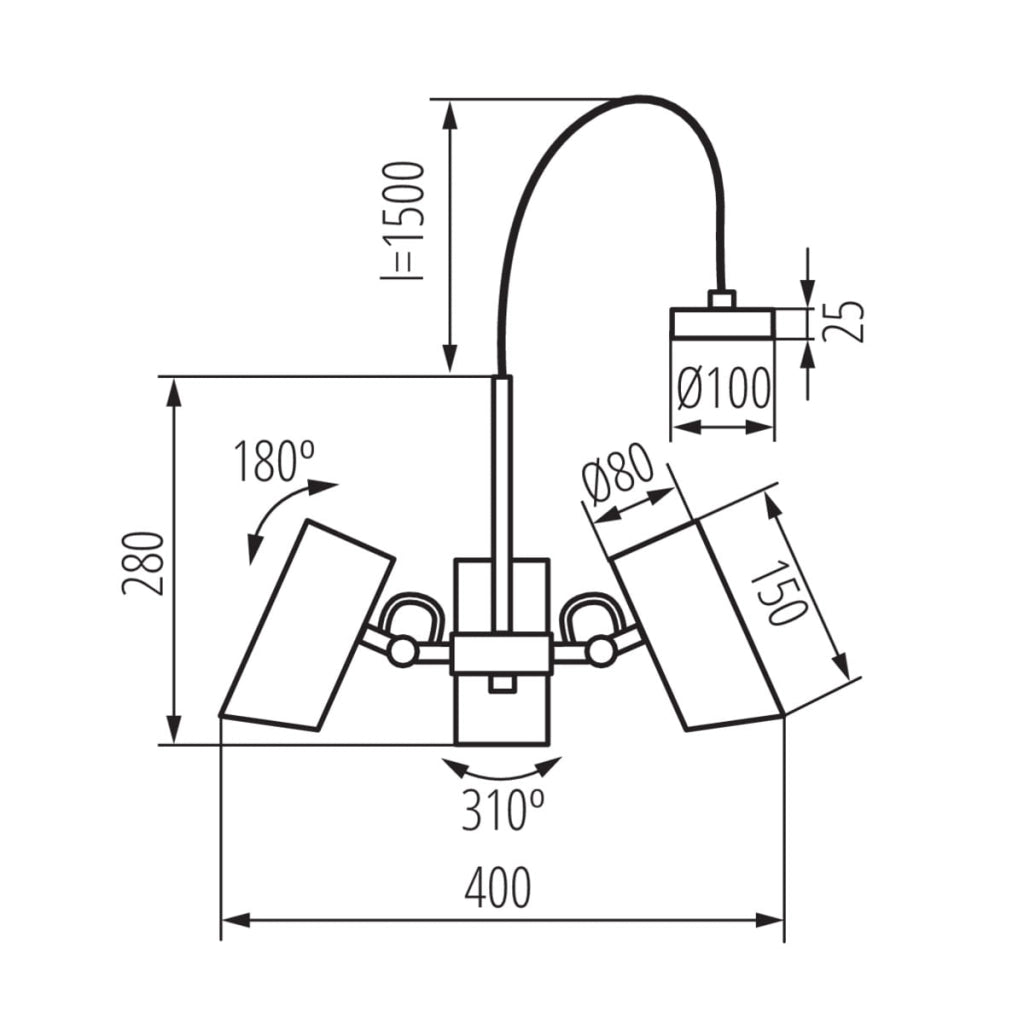 Lampadario AGZAR con diffusori regolabili nero 3xE14 Kanlux