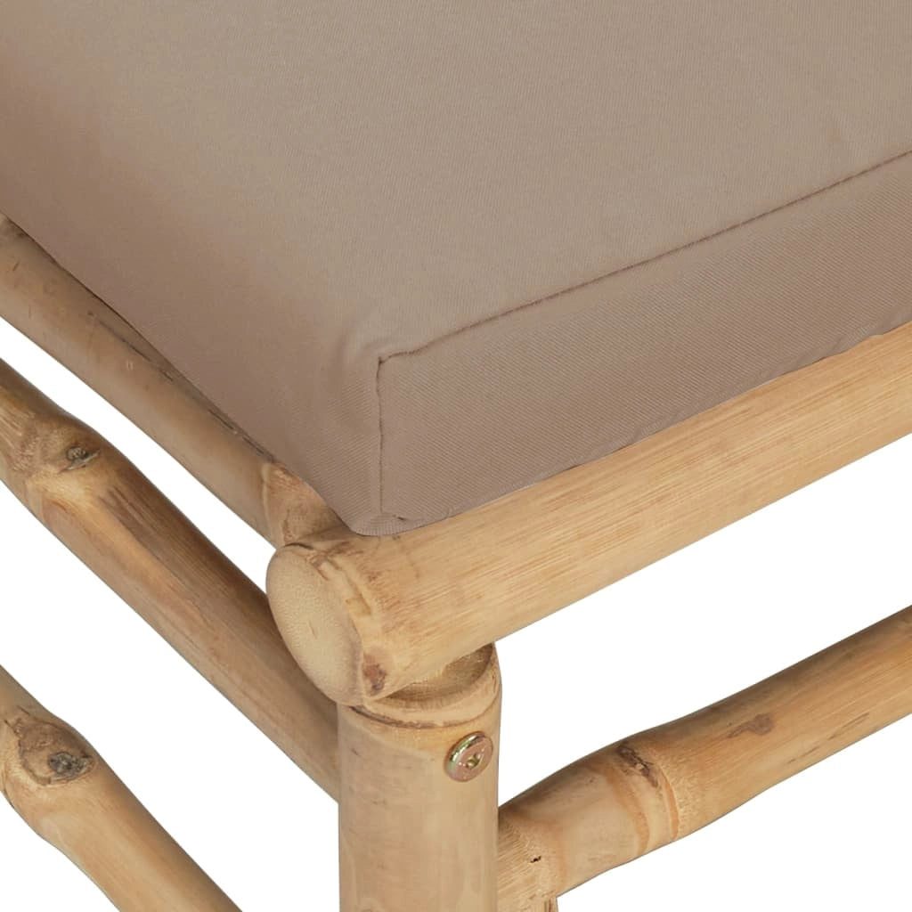 Divani angolari da giardino con cuscini color tortora 2 pezzi bambù 02_0013316