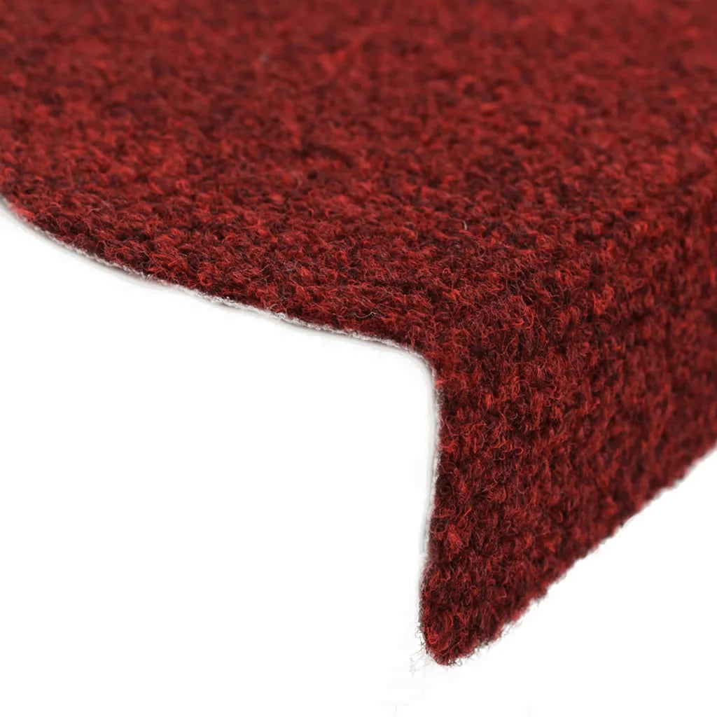 Tappetini per scale autoadesivi 15 pz 56x17x3 cm Bordeaux Rosso Semicircolari 132694