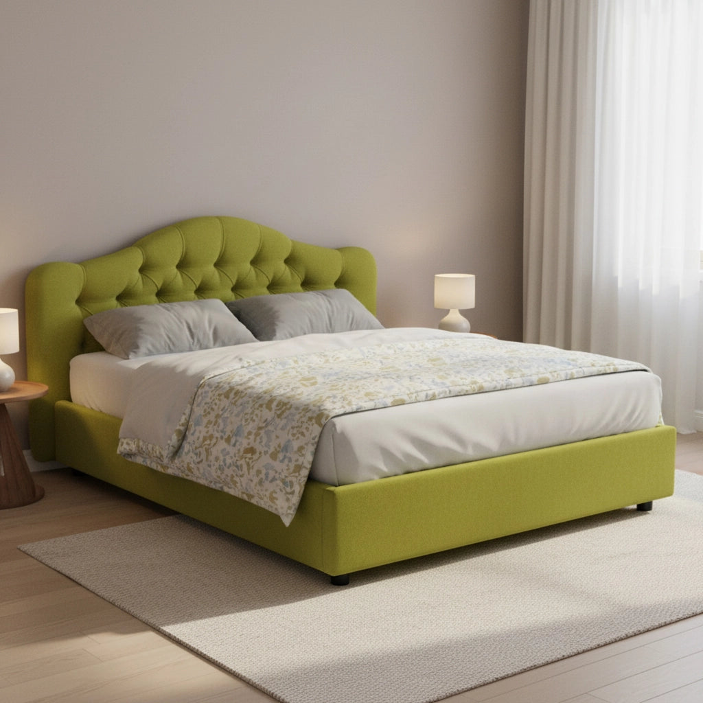 Letto Matrimoniale Aly, Letto Matrimoniale Sfoderabile Made in Italy, Verde
