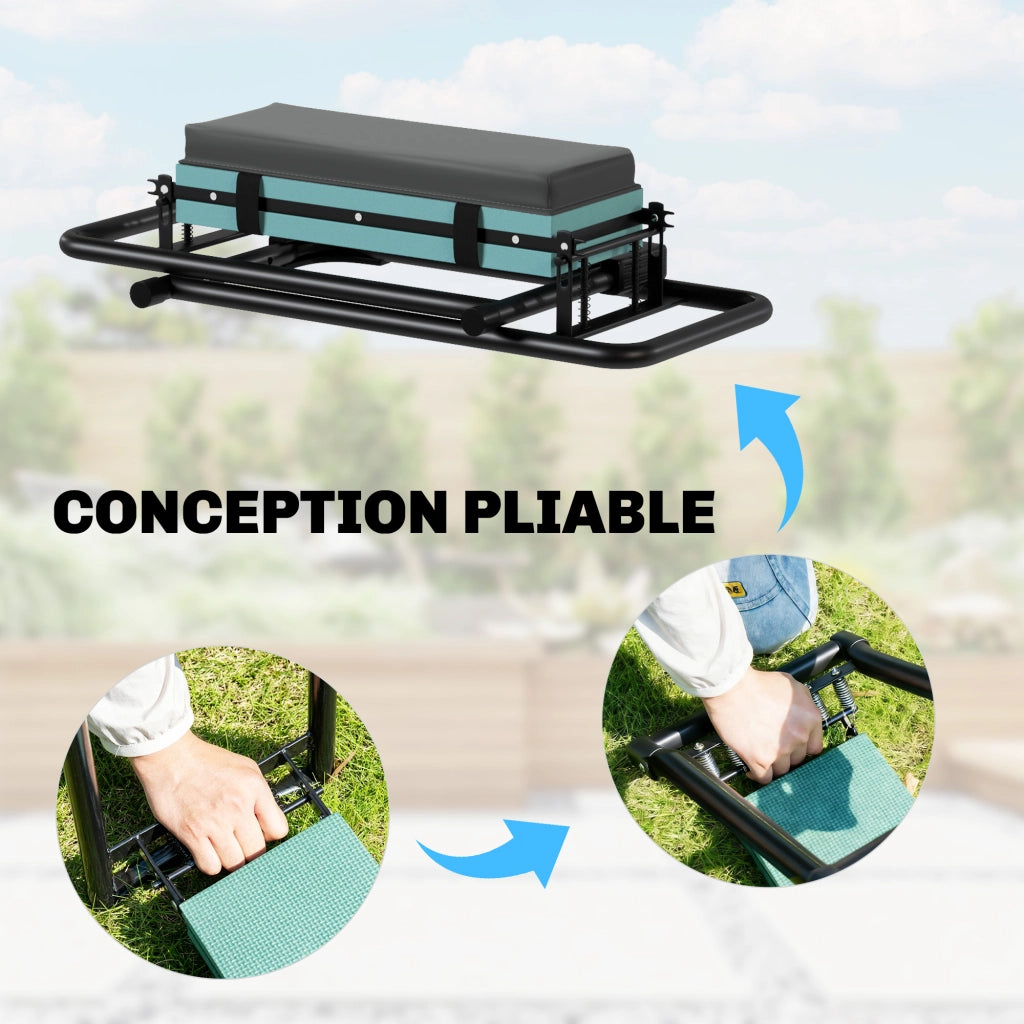 Sgabello pieghevole da giardino ¨C Xylo ¨C con cuscino EVA e tasche porta attrezzi grigio scuro