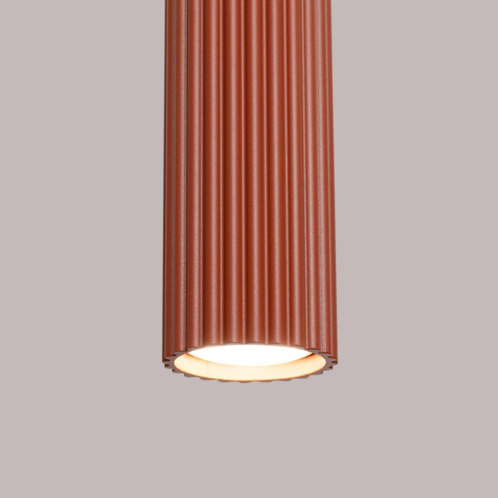 Lampada a sospensione KARBON 3L rosso ocra