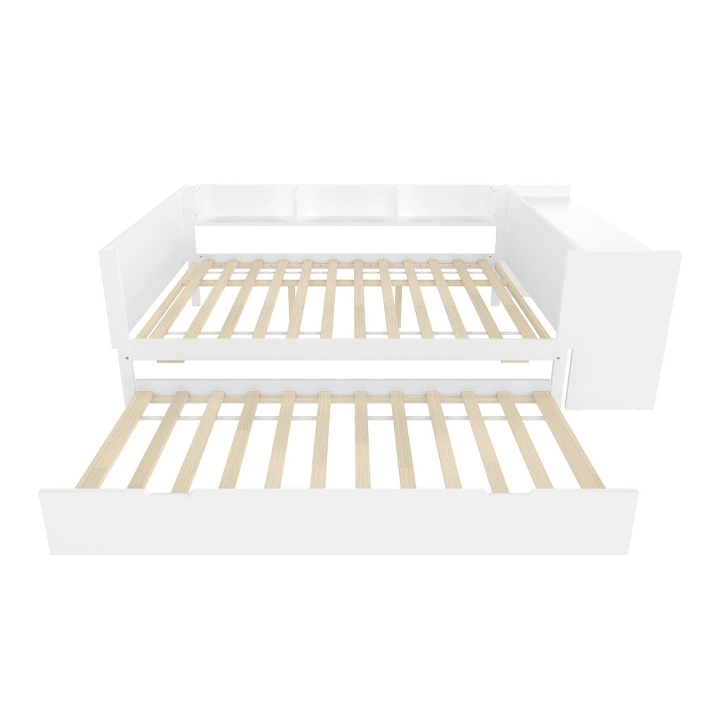 Letto con Scrivania e Rollbett ¨C MINIMAL ¨C Pino Bianco 140x200