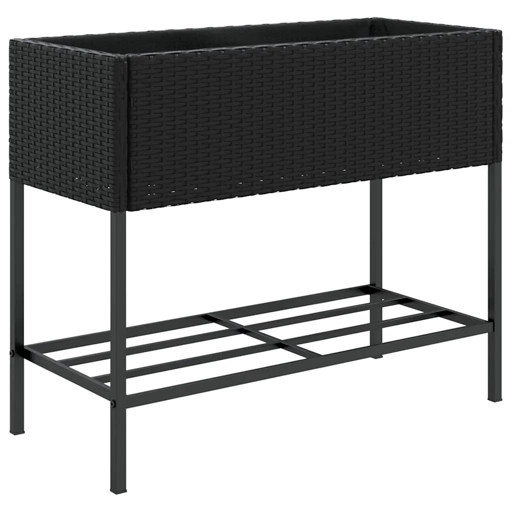 Fioriere da Giardino con Ripiani 2pz Nere 90x40x75cm Polyrattan 3210507