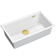 Lavello In Granito Logan 110 White Tappo rame spazzolato