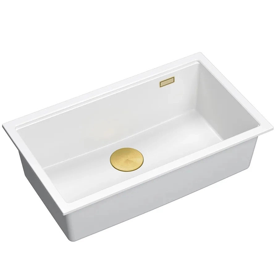 Lavello In Granito Logan 110 White Tappo rame spazzolato