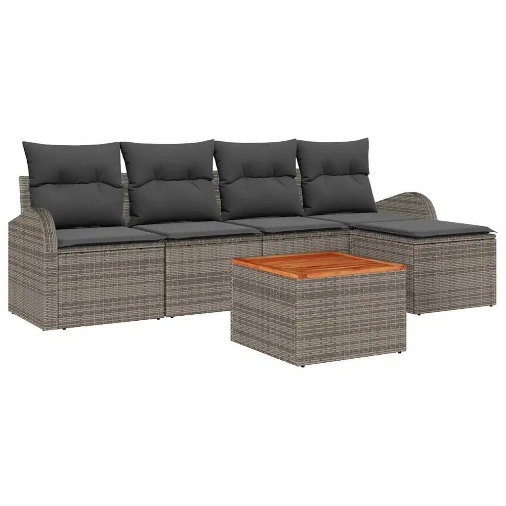 Set Divano da Giardino con cuscino 6 pcs Grigio polyrattan