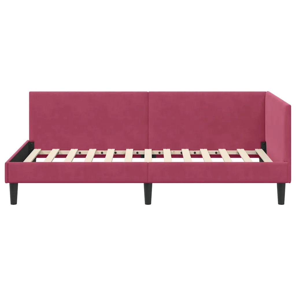 Cornice del letto ad angolo Rosso Vino 80 cm x 200 cm Velluto 42016210