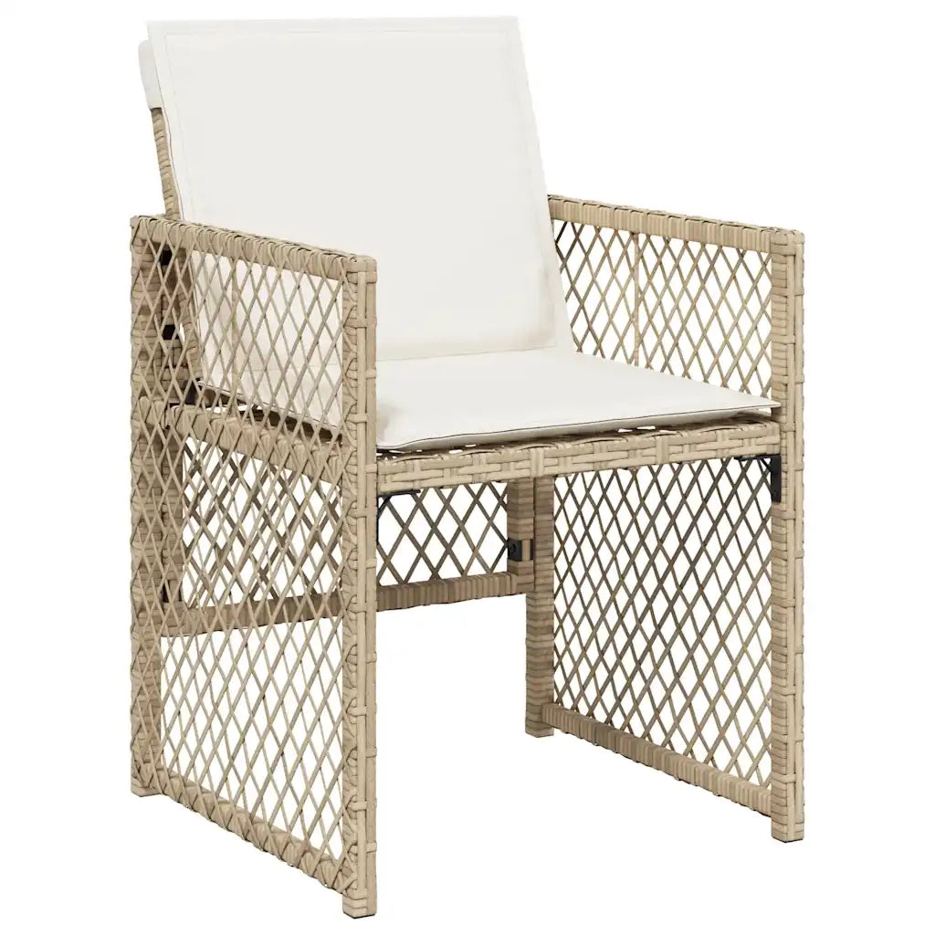 Set da Pranzo da Giardino 5 pz con Cuscini Beige in Polyrattan 3210724