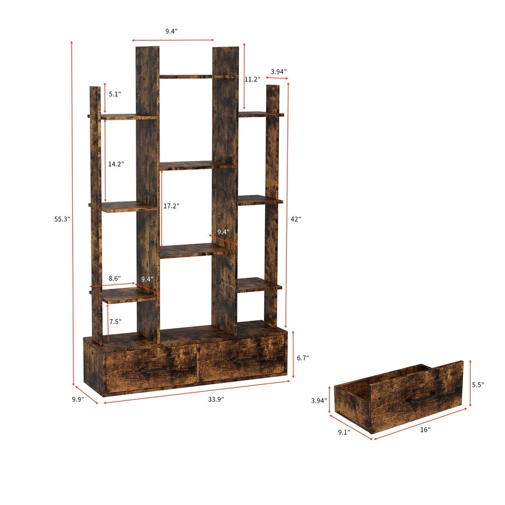 Libreria Industriale con Cassetti e Ripiani ¨C Xylo ¨C Marrone Rustico