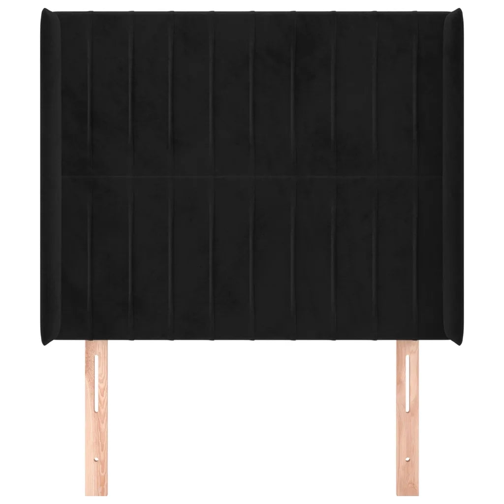 Testiera | Testata ad Orecchio Nera 83x16x118/128 cm in Velluto