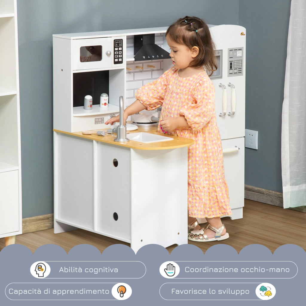 Cucina Giocattolo per Bambini ¨C Minimal ¨C Legno, Bianco, 82x65x87 cm