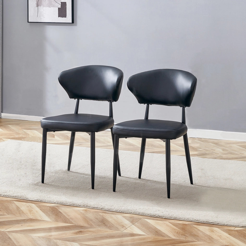 SEDIA DA PRANZO Set da 2 pezzi Nera in PU e Metallo