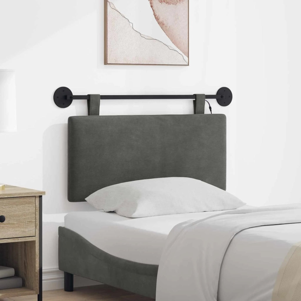 Testiera | Testata sospesa Con luce LED Grigio Scuro Tessuto in Cords