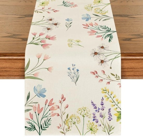 Decorazione da tavolo con fiori - Sfumatura di atmosfera per la cucina - 40 x 300 cm - Lavabile in macchina - Adatto per interni ed esterni