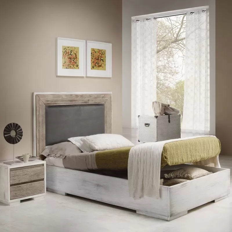 Letto shabby chic da 1 piazza e mezzo con contenitore - Mobili 2G