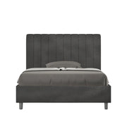 BS COM Letto una piazza e mezza con rete imbottito 120x190 microfibra grigio