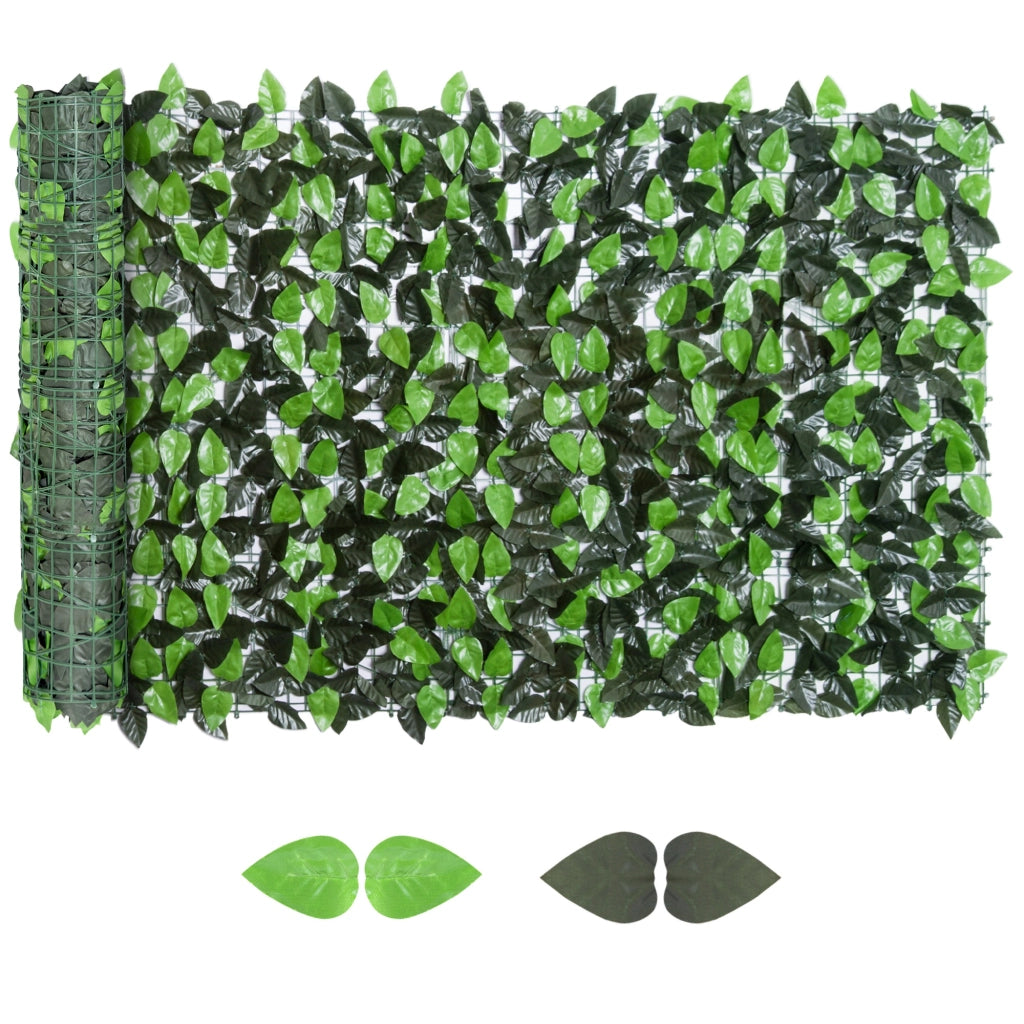 Rotolo di Siepe Artificiale 3x1 m in PE e Tessuto per Balcone e Giardino, Verde Chiaro e Verde Scuro