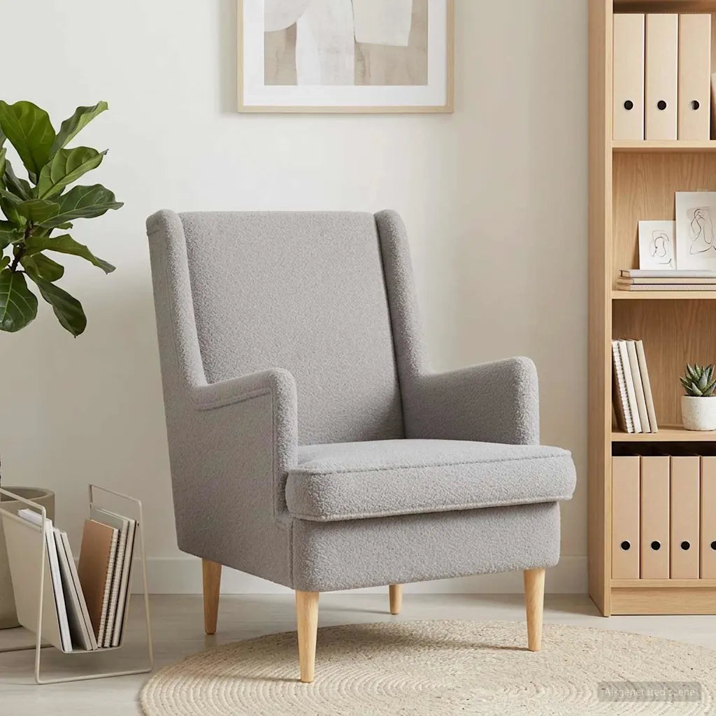 Poltrona Grigio Chiaro Bouclé 42029956