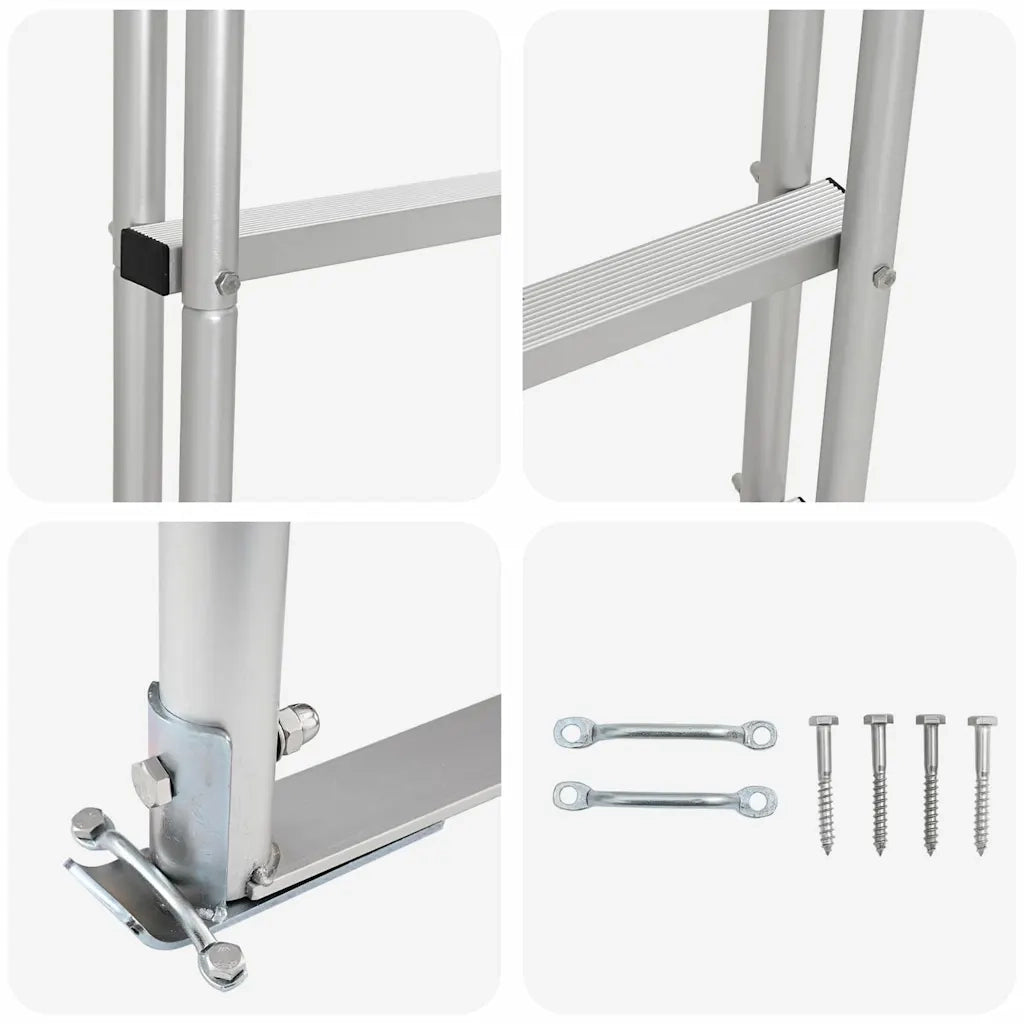 Scala da Dock a 5 Gradini Argento 45 ×11,5 ×190 cm Alluminio