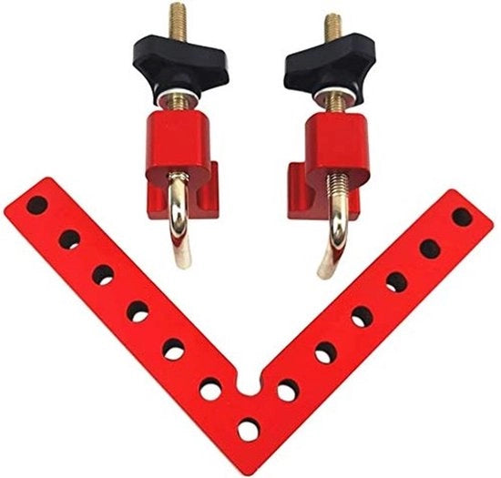 Fermo Lavorazione Legno a L con Regolazione Precisa - 140mm - Corrosione Resistente - Superficie Anodizzata Rossa - Fermo per Houtbewerking