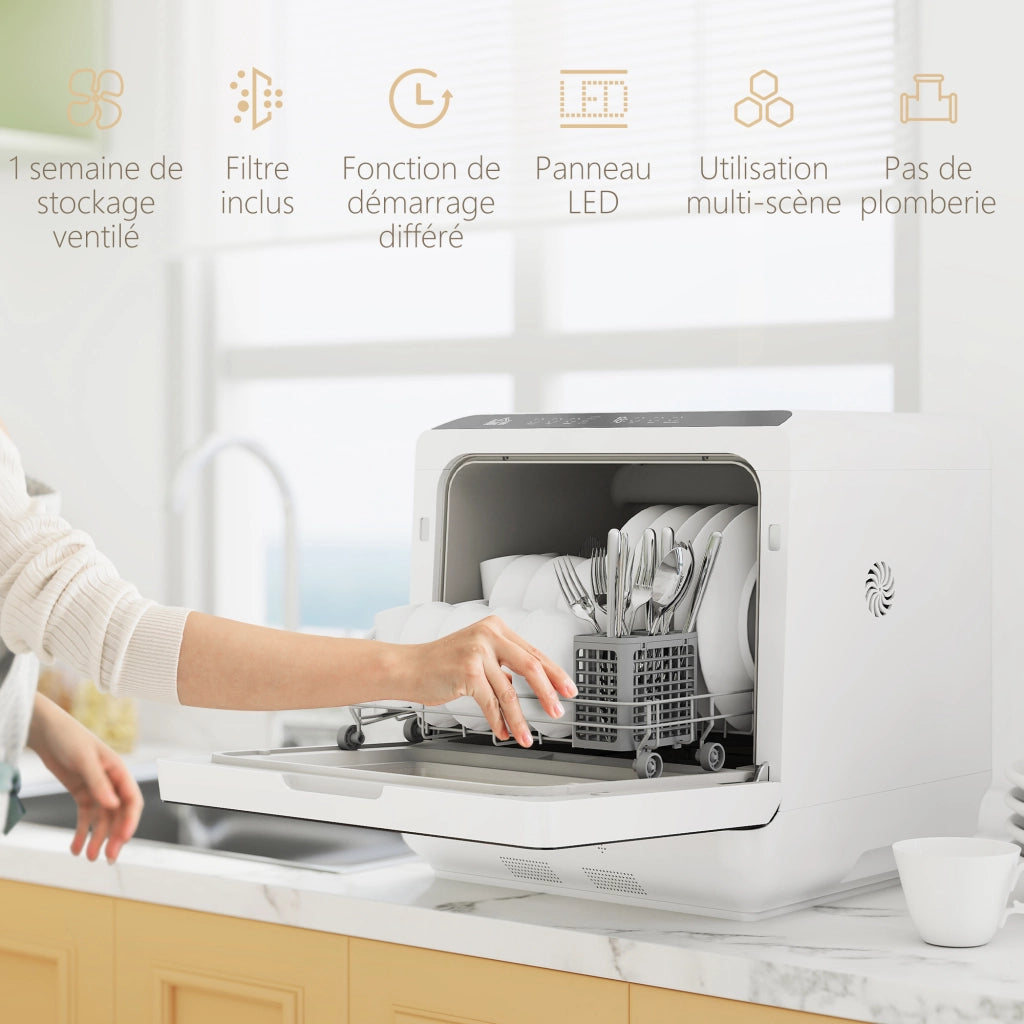 Lavastoviglie da tavolo compatto 4 coperti ¨C Minimal ¨C 6 programmi touch serbatoio 6L bianco