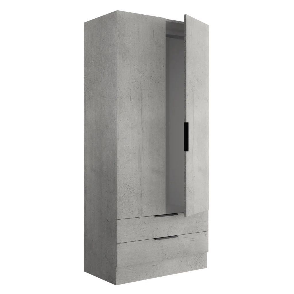 Armadio Composad cemento con 2 ante e 2 cassetti cm 82x46x184h