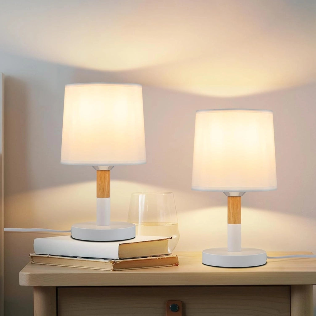 ZMH Lampada da tavolo E27 moderna paralume bianco per camera letto comodino