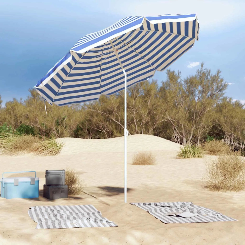 Ombrellone da Spiaggia Blu e Bianco 263 x 263 x 272 cm 4010669