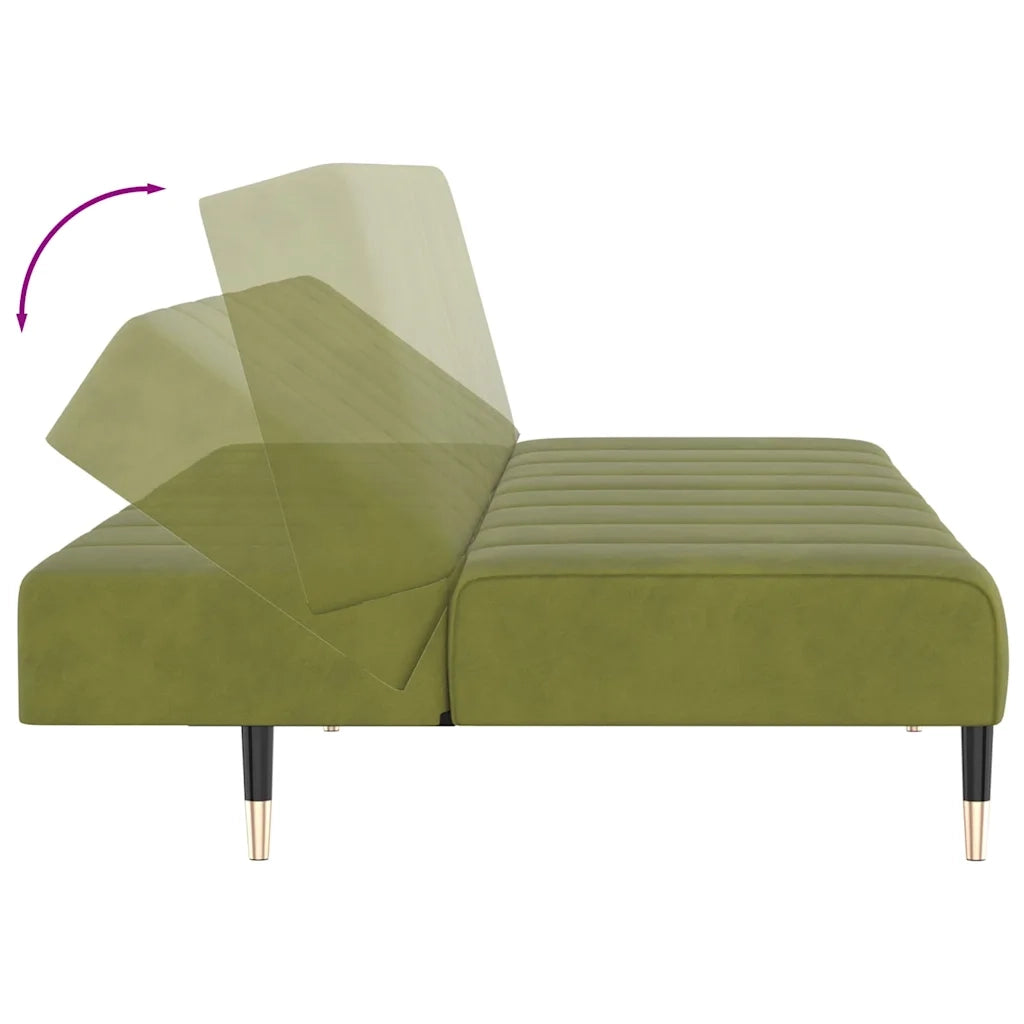 Divano Letto a 2 Posti Verde Chiaro in Velluto 375877