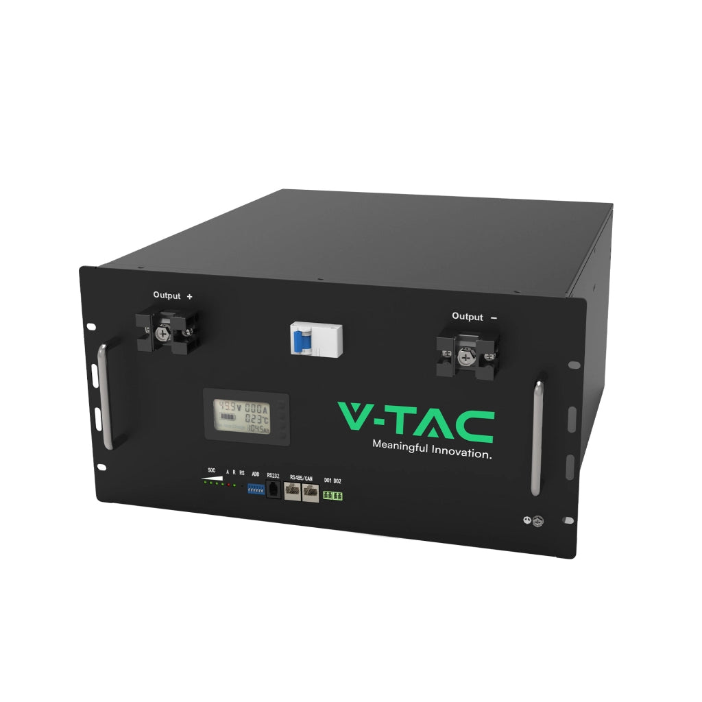 Kit Batteria di Accumulo 9.6kWh LiFePO4 BMS Integrato per Inverter Fotovoltaici CEI 0-21 48V 200Ah con Modulo Armadio Rack e Copertura SKU-11523-R