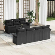 Set Divano da Giardino con cuscino 8 pcs Nero polyrattan 3345273