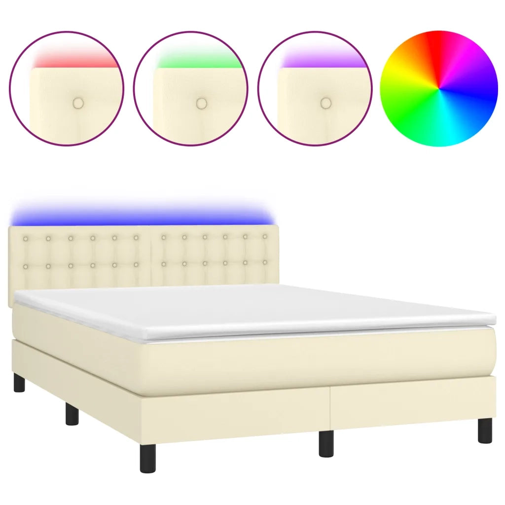 Giroletto a Molle con Materasso e LED Crema 140x200 cm 3134227