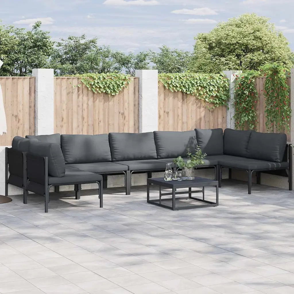 Set Divano da Giardino con cuscino 8 pcs Nero Acciaio 3378983