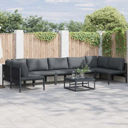 Set Divano da Giardino con cuscino 8 pcs Nero Acciaio 3378983