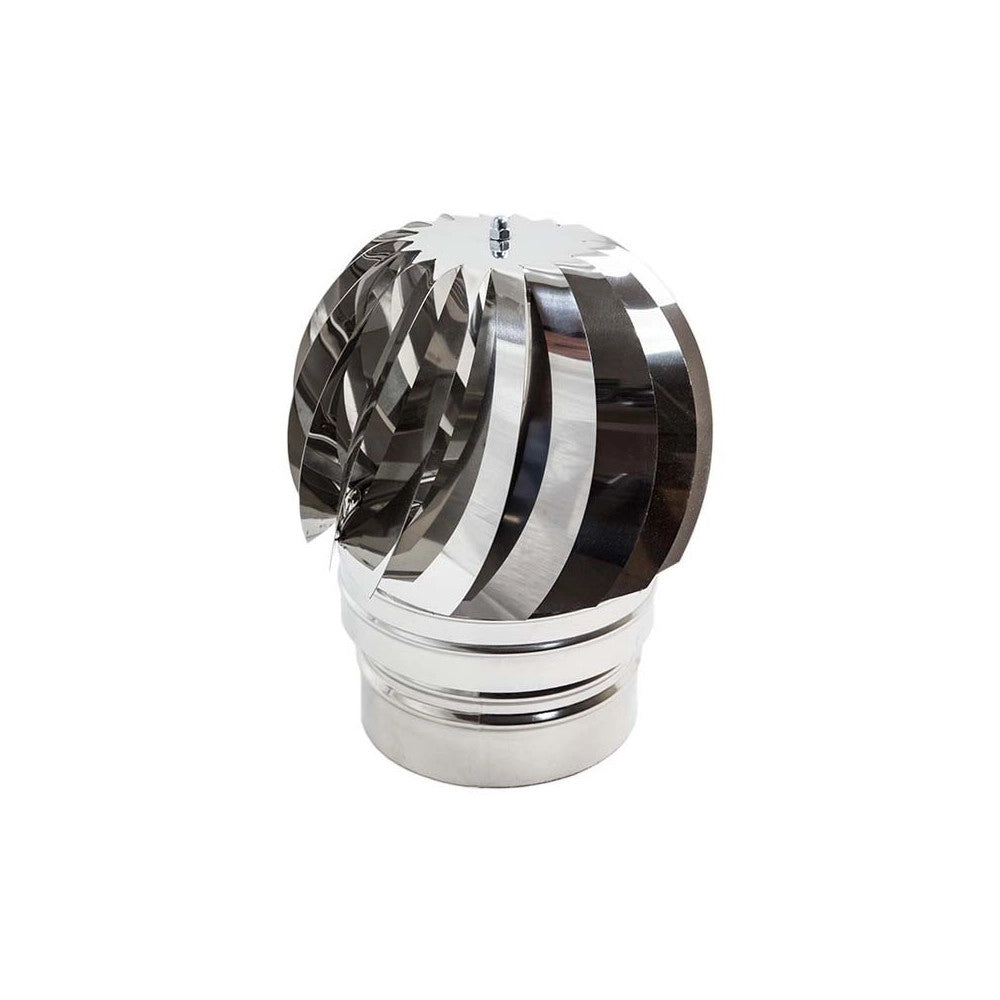 Fumaiolo da 230mm tipo radiante eolico inox aisi 304 base tonda innesto m maschio