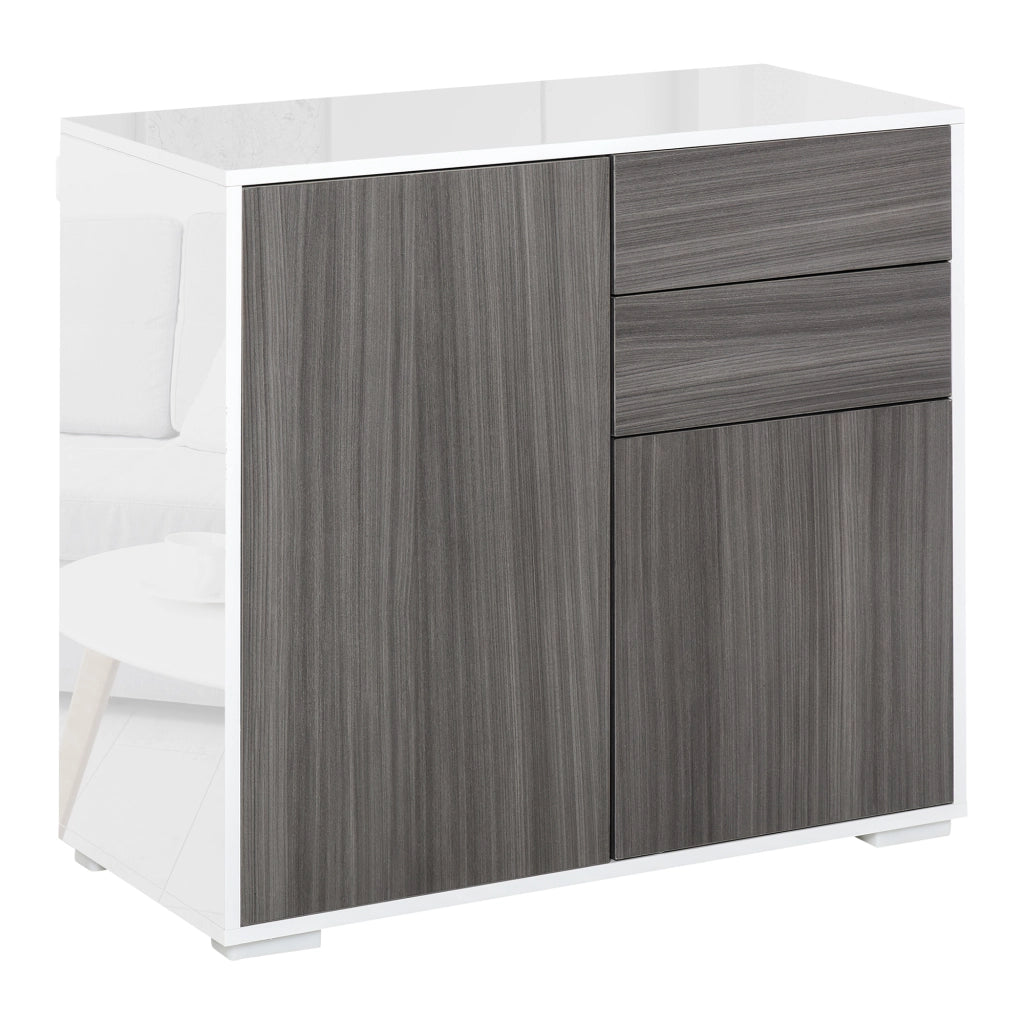 Mobile con 2 Cassetti e 2 Ante ¨C Xylo ¨C Grigio Chiaro e Bianco, 79x36x74cm