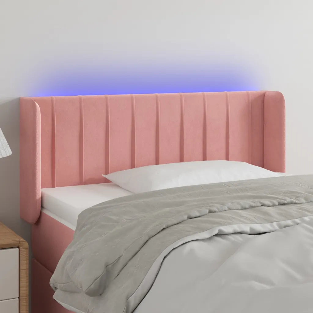Testiera a LED-Testata con LED Rosa 83x16x78/88 cm in Velluto 944267