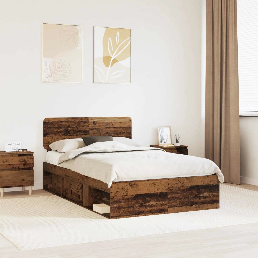 Letto matrimoniale | Letto per adulti | Struttura del letto Legno vecchio 120 x 200 cm Pino massello