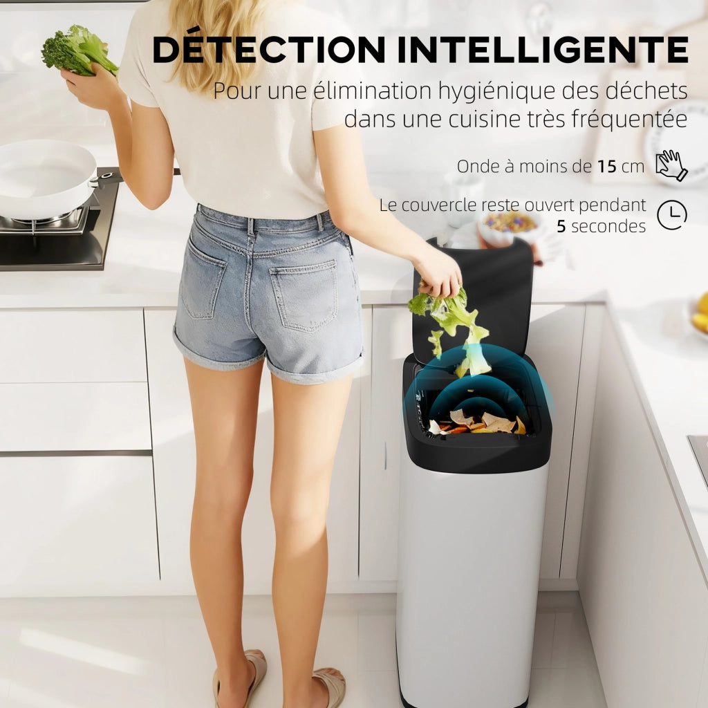 Bidone Cucina Automatico 50L ¨C zephmum ¨C Crema 26.5x35.5x68cm