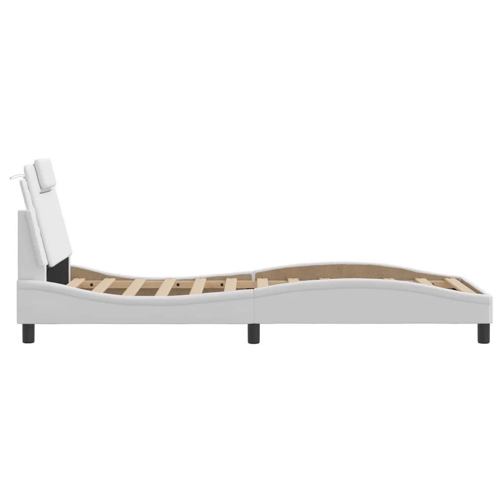 Letto singolo | Letto per adulti | Giroletto Viana con LED senza Materasso Bianco 90x200 cm