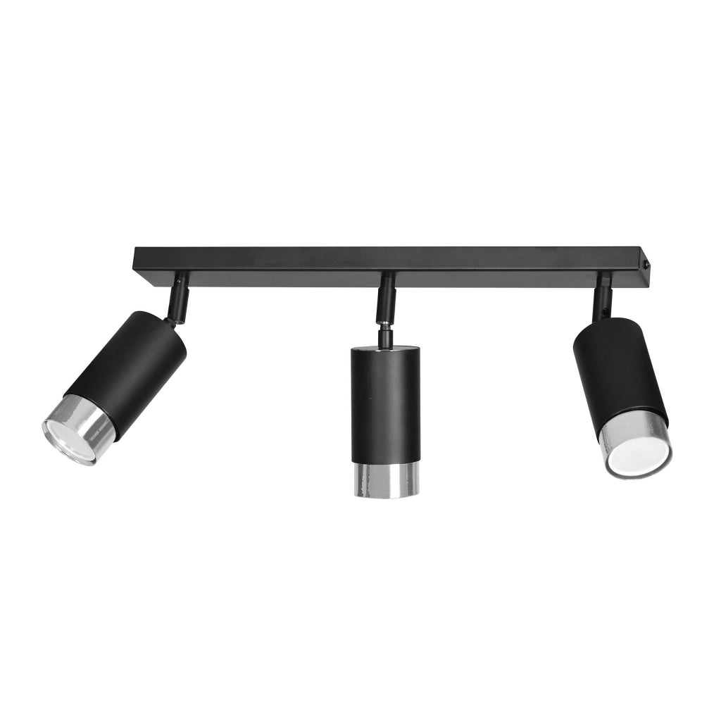 Plafoniera Emibig HIRO 3 faretti GU10 nero/cromo 45 cm