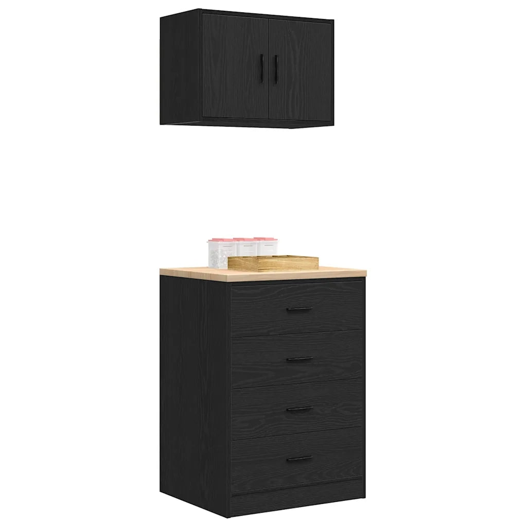 Armadi da Garage 2 pz Neri in Legno Multistrato 3328333