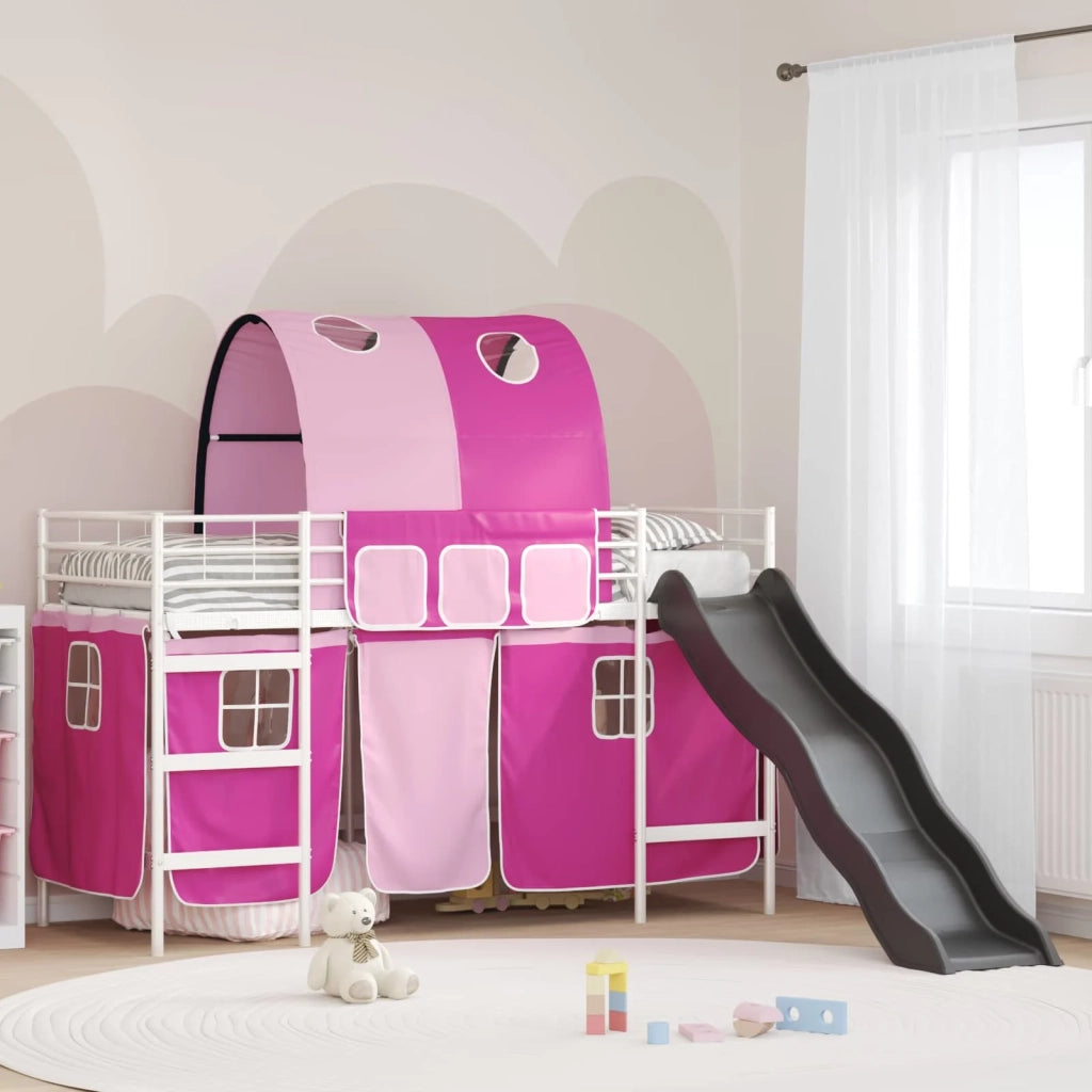 Struttura del letto loft per bambini-Giroletto per bambini Bianco e Rosa 90 x 190 cm 863475