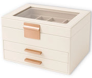 Cassettiere con coperchio trasparente - 3 livelli e 2 ante